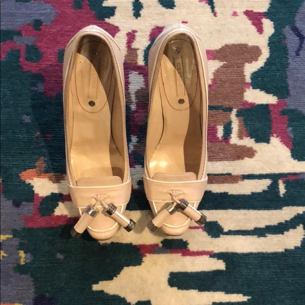 Celine blush and white Oxford type high heel